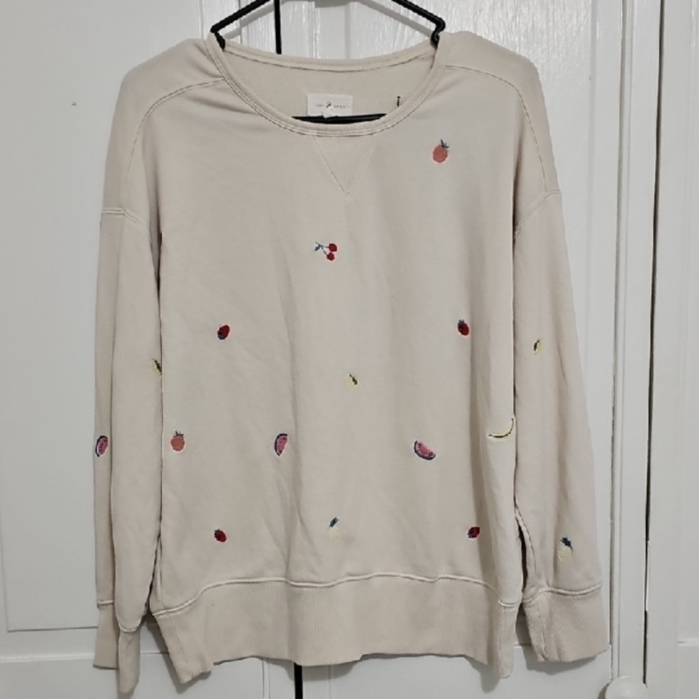 Lou & Grey Cream Sweatshirt with Embroidered Accents